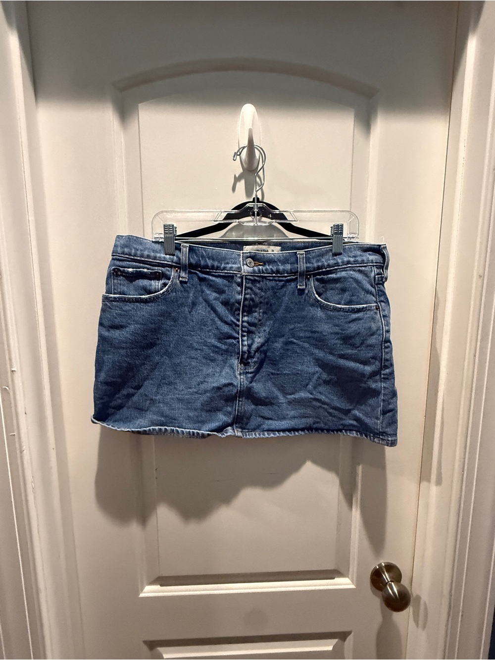 Abercrombie & Fitch Blue Denim Mid-Rise Skirt